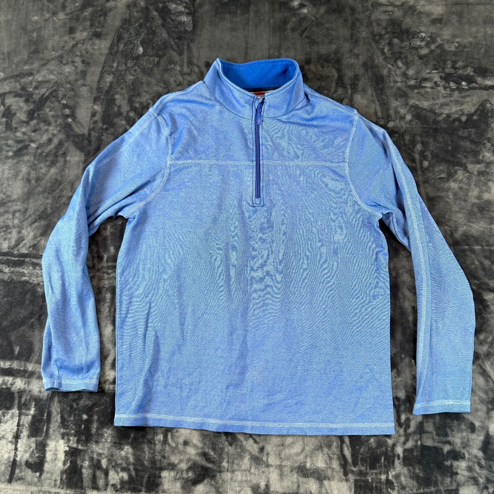 English Laundry Quarter Zip Pullover Mens Large‎ Blue Micro Stripe Long Sleeve